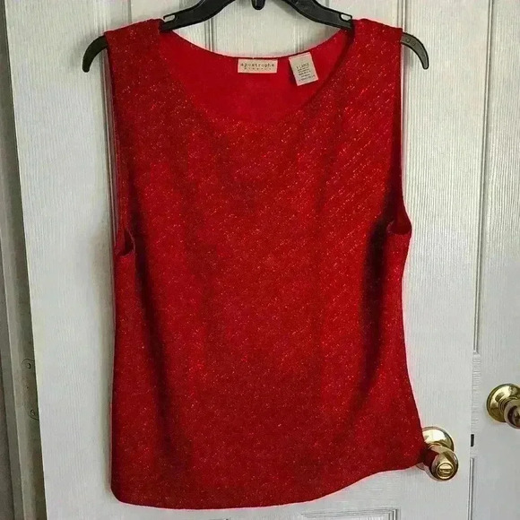 Apostrophe Women's Sleeveless Sparkly Glittery Christmas Holiday Party Top XL - Picture 1 of 5